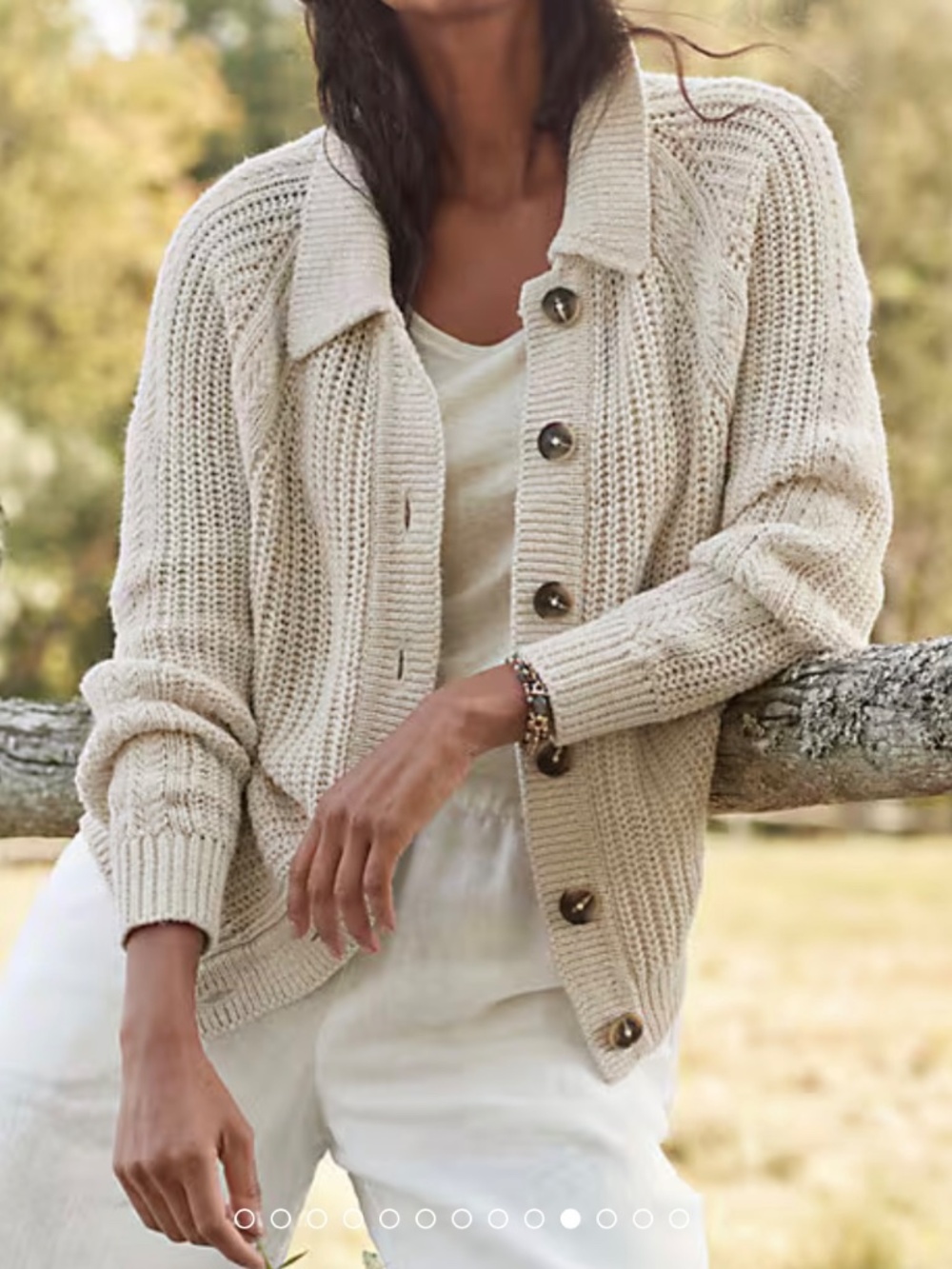 Garnet Hill Maren Linen & Organic-Cotton Cardigan - Size Medium